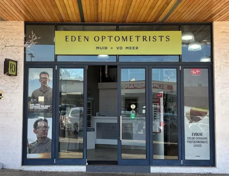 Front view of the Eden Optometrists practice in Knysna Mall